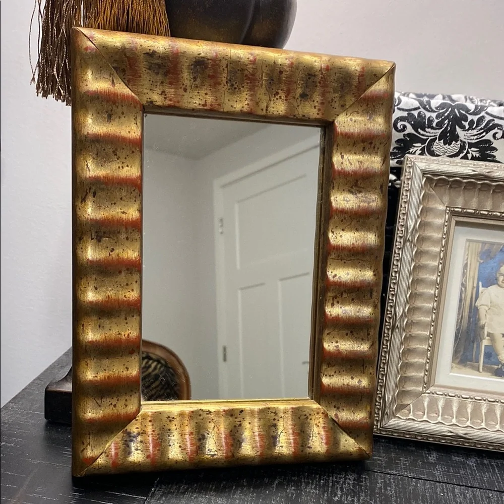 Vintage Custom Gold Finish Hanging Wall Mirror!